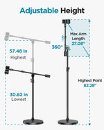 InnoGear Mic Stand, Max Height 82.28" Microphone Stand Floor Detachable Boom Mic Arm Stands with Weighted Base for Blue Yeti HyperX QuadCast Shure SM58 Samson Q2U Fifine K669B Singing Stage