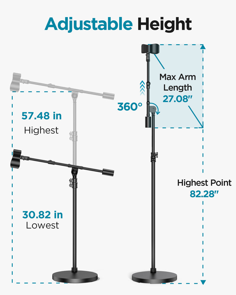 InnoGear Mic Stand, Max Height 82.28" Microphone Stand Floor Detachable Boom Mic Arm Stands with Weighted Base for Blue Yeti HyperX QuadCast Shure SM58 Samson Q2U Fifine K669B Singing Stage