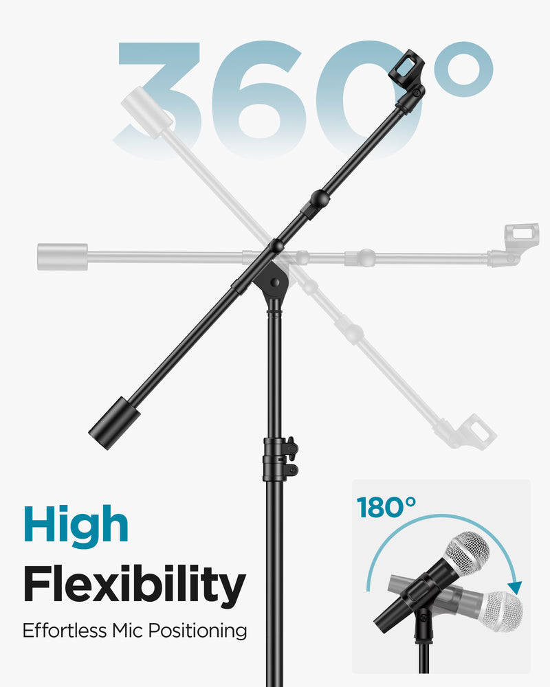 InnoGear Mic Stand, Max Height 82.28" Microphone Stand Floor Detachable Boom Mic Arm Stands with Weighted Base for Blue Yeti HyperX QuadCast Shure SM58 Samson Q2U Fifine K669B Singing Stage