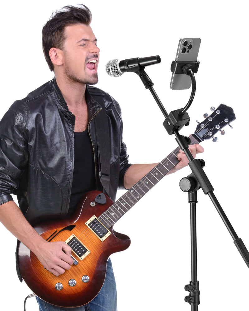 InnoGear Mic Stand Phone Holder, Flexible Phone Holder for Microphone Stand iPhone Mic Stand Holder, Music Stand Accessories Phone Mount for iPhone 16 15 14 13 12 MAX Pro Samsung Galaxy All Phones