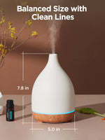 InnoGear Oil Diffuser, 300ML Ceramic Diffuser for Essential Oils Handcrafted Aromatherapy Diffuser Ultrasonic Cool Mist Humidifier with 2 Mist Modes Waterless Auto Off for Room Office, White