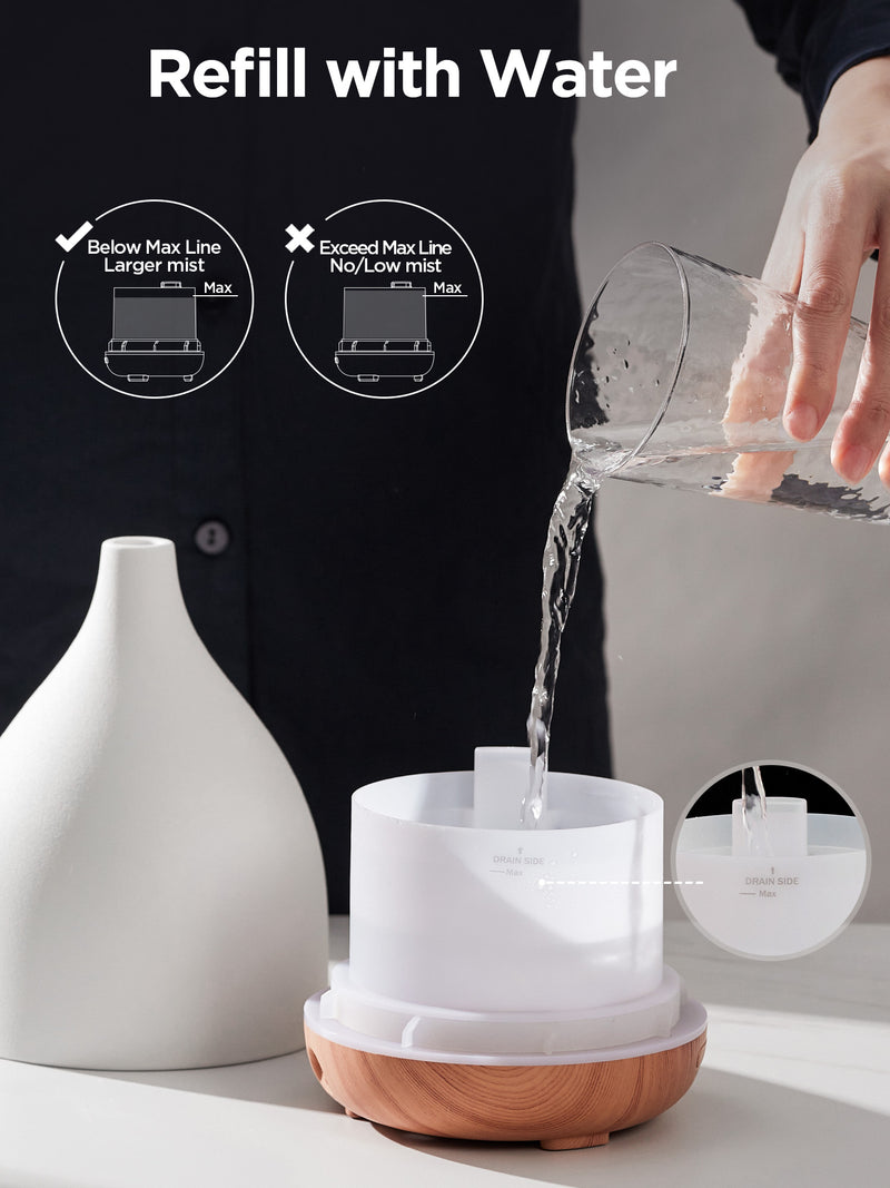 InnoGear Oil Diffuser, 300ML Ceramic Diffuser for Essential Oils Handcrafted Aromatherapy Diffuser Ultrasonic Cool Mist Humidifier with 2 Mist Modes Waterless Auto Off for Room Office, White