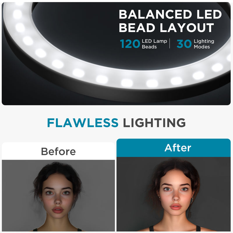 InnoGear Ring Light for Iphone, 10" Selfie Ring Light with Arm Stand Overhead Camera Mount LED Selfie Light with Phone Holder Remote Desk Light Canvas Lamp for Video Recording TikTok Live Stream