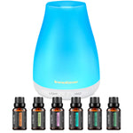 InnoGear Essential Oil Diffuser with Oils, 100ml Aromatherapy Diffuser with 6 Essential Oils Set, Aroma Cool Mist Humidifier Gift Set, White
