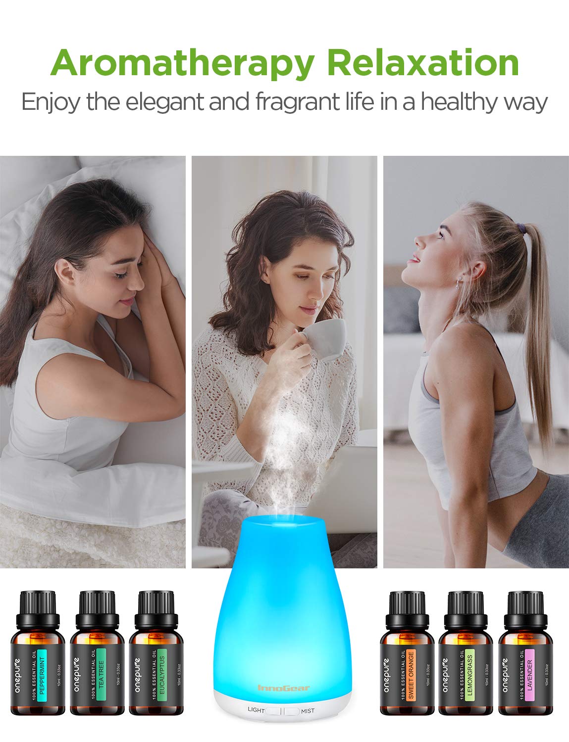 InnoGear Essential Oil Diffuser with Oils, 100ml Aromatherapy Diffuser