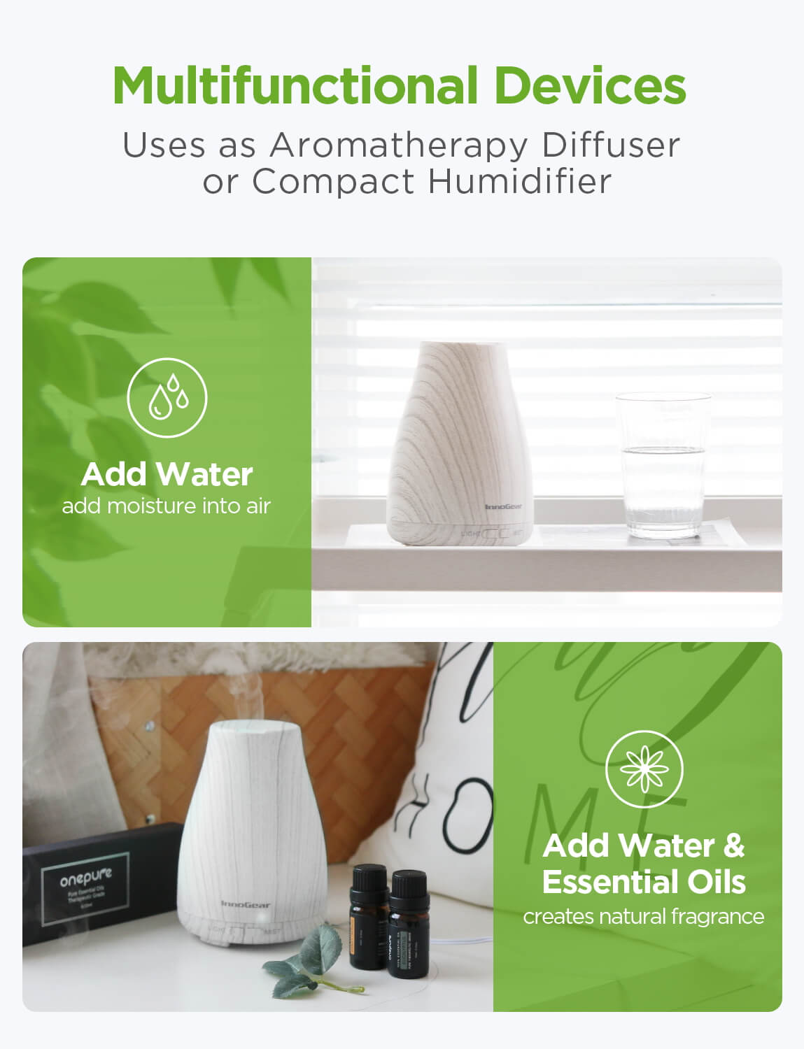 InnoGear Upgraded Version Ultrasonic Aroma Essential Oil Diffuser