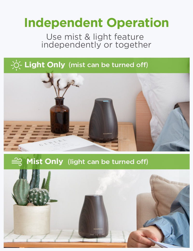 InnoGear Essential Oil Diffuser, Upgraded Diffusers for Essential Oils  Aromatherapy Diffuser Cool Mist Humidifier with 7 Colors Lights 2 Mist Mode