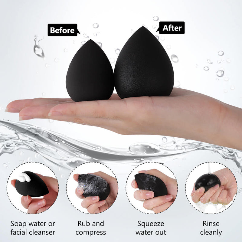 InnoGear Makeup Sponge Blender Set, Black Latex-Free Beauty Sponge Makeup Foundation, Flawless for Powder, Cream or Liquid Application, Soft Multi-Purpose Cosmetic Applicator Puff (10 Pcs)