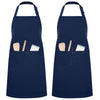 InnoGear 2 Pack Unisex Adjustable Bib Apron with 2 Pockets Cooking Kitchen Chef Women Men Aprons for Home Kitchen, Restaurant, Coffee house (Blue, Polyester) [UK]