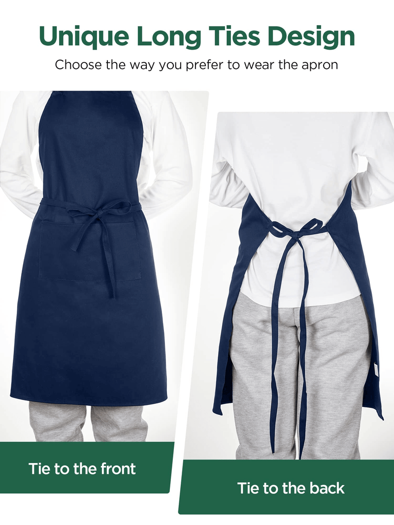 InnoGear 2 Pack Unisex Adjustable Bib Apron with 2 Pockets Cooking Kitchen Chef Women Men Aprons for Home Kitchen, Restaurant, Coffee house (Blue, Polyester) [UK]