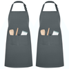 InnoGear 2 Pack Unisex Adjustable Bib Apron with 2 Pockets Cooking Kitchen Chef Women Men Aprons for Home Kitchen, Restaurant, Coffee house (Grey, Polyester) [UK]