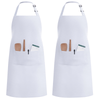 InnoGear 2 Pack Unisex Adjustable Bib Apron with 2 Pockets Cooking Kitchen Chef Women Men Aprons for Home Kitchen, Restaurant, Coffee house (White,Thick Polyester) [UK]