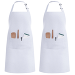 InnoGear 2 Pack Unisex Adjustable Bib Apron with 2 Pockets Cooking Kitchen Chef Women Men Aprons for Home Kitchen, Restaurant, Coffee house (White,Thick Polyester) [UK]