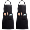 InnoGear 2 Pack Unisex Adjustable Bib Apron with 2 Pockets Cooking Kitchen Chef Women Men Aprons for Home Kitchen, Restaurant, Coffee house (Black Polyester) [UK]