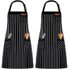 InnoGear 2 Pack Unisex Adjustable Bib Apron with 3 Pockets Cooking Kitchen Chef Women Men Aprons for Home Kitchen, Restaurant, Coffee house (Black, Polyester Yarn Dyed) [UK]