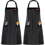 InnoGear 2 Pack Unisex Adjustable Bib Apron with 3 Pockets Cooking Kitchen Chef Women Men Aprons for Home Kitchen, Restaurant, Coffee house (Black, Polyester Yarn Dyed) [UK]