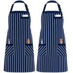 InnoGear 2 Pack Unisex Adjustable Bib Apron with 3 Pockets Cooking Kitchen Chef Women Men Aprons for Home Kitchen, Restaurant, Coffee house (Blue, Polyester Yarn Dyed) [UK]