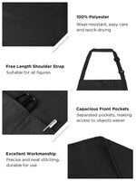 InnoGear 2 Pack Adjustable Bib Aprons, Waterdrop Resistant Apron with 2 Pockets Cooking Kitchen Restaurant Aprons for BBQ Drawing, Women Men Chef (Black)