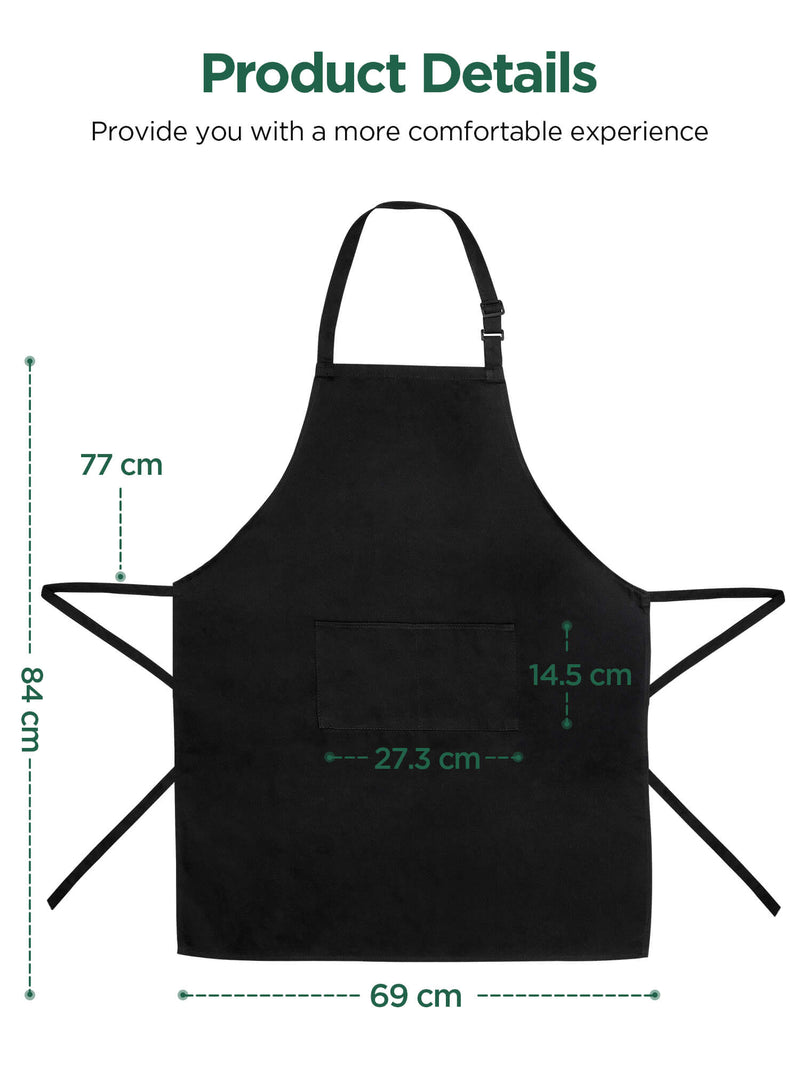 InnoGear 4 Packs Apron, Unisex Adjustable Apron with Pockets for Home Kitchen Cooking, Restaurant, Coffee house (Black, Polyester) [UK]