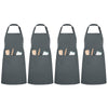 InnoGear 4 Packs Apron, Unisex Adjustable Apron with Pockets for Home Kitchen Cooking, Restaurant, Coffee house (Grey, Polyester) [UK]