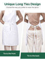 InnoGear 4 Packs Apron, Unisex Adjustable Apron with Pockets for Home Kitchen Cooking, Restaurant, Coffee house (White, Polyester) [UK]