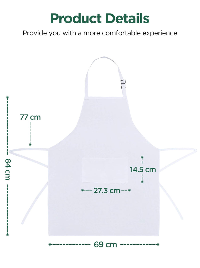 InnoGear 4 Packs Apron, Unisex Adjustable Apron with Pockets for Home Kitchen Cooking, Restaurant, Coffee house (White, Polyester) [UK]