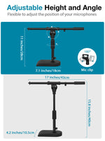 InnoGear Adjustable Desk Microphone Stand, Weighted Base with Soft Grip Twist Clutch, Boom Arm, 3/8" and 5/8" Threaded Mounts for Kick Drums, Guitar Amps, Blue Yeti and Blue Snowball