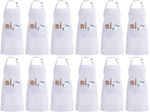 InnoGear Aprons 12 Pcs Chef Aprons with 2 Pockets Unisex Adjustable Men Aprons Women Aprons for Home Kitchen, Restaurant, Coffee house (White) [UK]