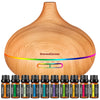 InnoGear Aromatherapy Diffuser & Oils Set, Oil Diffusers Ultrasonic Diffuser Cool Mist Humidifier with 4 Timers 7 Colors Light Waterless Auto Off for Large Room Office, Yellow Wood Grain