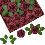 BU050 Artificial Faux Flowers, 50 pcs, Burgundy