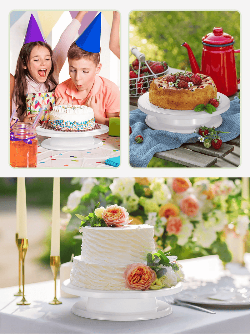 InnoGear Cake Turntable, Rotating Cake Stand with 2 Angled Palette Knifes, 3 Cream Scraper, Cake Slicer for Cake Making, Cake Decoration