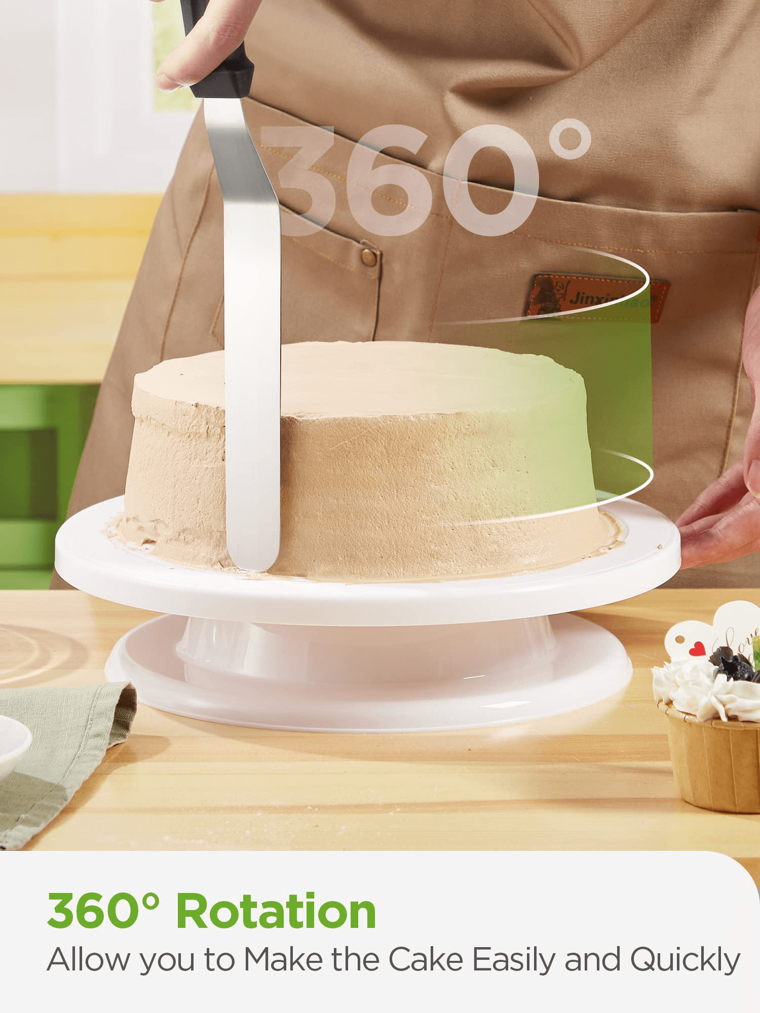 InnoGear Cake Turntable Rotating Cake Stand with 3 Icing Smoother 12
