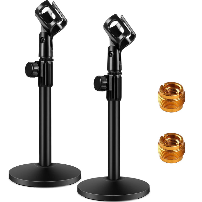 InnoGear 2 Pack Upgraded Adjustable Desktop Microphone Stand Table Mic Stands with Mic Clip and 5/8" Male to 3/8" Female Screw for Blue Yeti Snowball Spark & Other Microphone