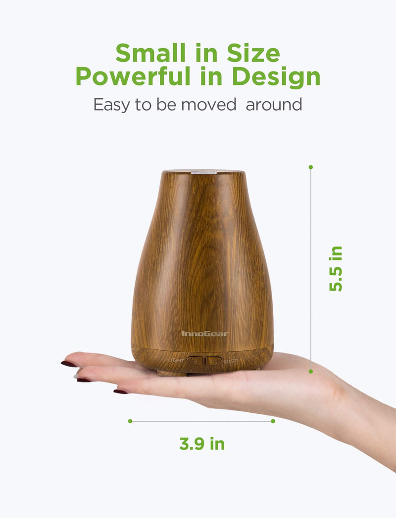 InnoGear 100ml Upgraded Essential Oil Diffuser & 150ml Ceramic Diffuser  Stone Oil Diffuser, Cool Mist Humidifier with 7 Colors Lights 2 Mist Mode