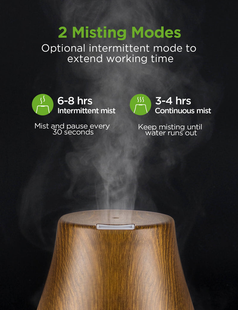 InnoGear Essential Oil Diffuser, Upgraded Diffusers for Essential Oils Aromatherapy Diffuser Cool Mist Humidifier with 7 Colors Lights 2 Mist Mode Waterless Auto Off for Home Office Room, 100ml, Bronze