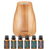 InnoGear Essential Oil Diffuser with Oils, 150ml Aromatherapy Diffuser with 6 Essential Oils Set, Aroma Cool Mist Humidifier Gift Set, Yellow Wood Grain