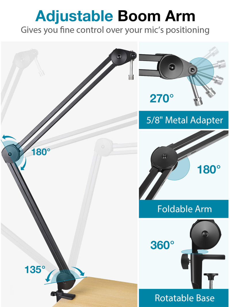 InnoGear Microphone Stand, Adjustable Mic Stand Set for Blue Yeti Nano