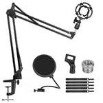 InnoGear Microphone Stand Mic Arm Boom Arm Set with Shock Mount, Mic Clip Holder, Pop Filter, Screw Adapter, Table Mounting Clamp, Five Cable Ties, Professional Recording Equipment [UK]