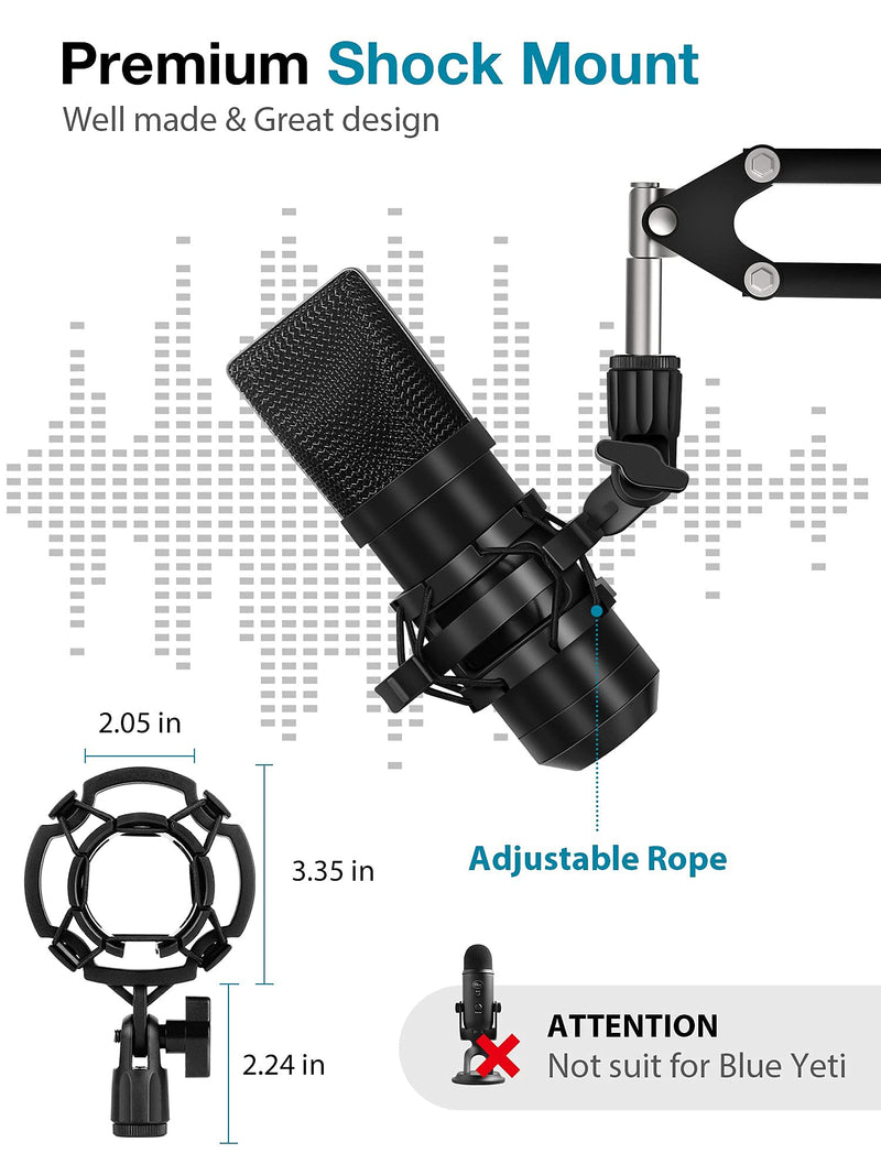 InnoGear Microphone Stand Mic Arm Boom Arm Set with Shock Mount, Mic Clip Holder, Pop Filter, Screw Adapter, Table Mounting Clamp, Five Cable Ties, Professional Recording Equipment [UK]