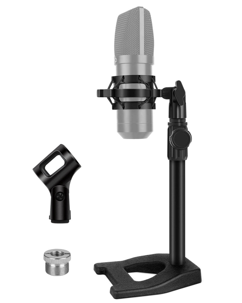 InnoGear Microphone Stand, Weighted Base Desktop Mic Stand with Shock Mount and 3/8" and 5/8" Adapter Adjustable Height for Radio Broadcast Studio Reacording