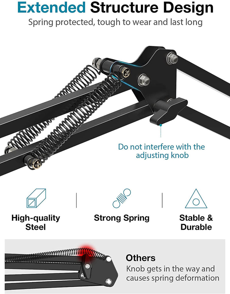 InnoGear Microphone Stand, Mic Stand with Phone Holder, Pop Filter, Shock Mount, Microphone Windscreen, Mic Clip, Table Mounting Clamp, Cable Ties, 3/8'' to 5/8'' Screw Adapter [UK]