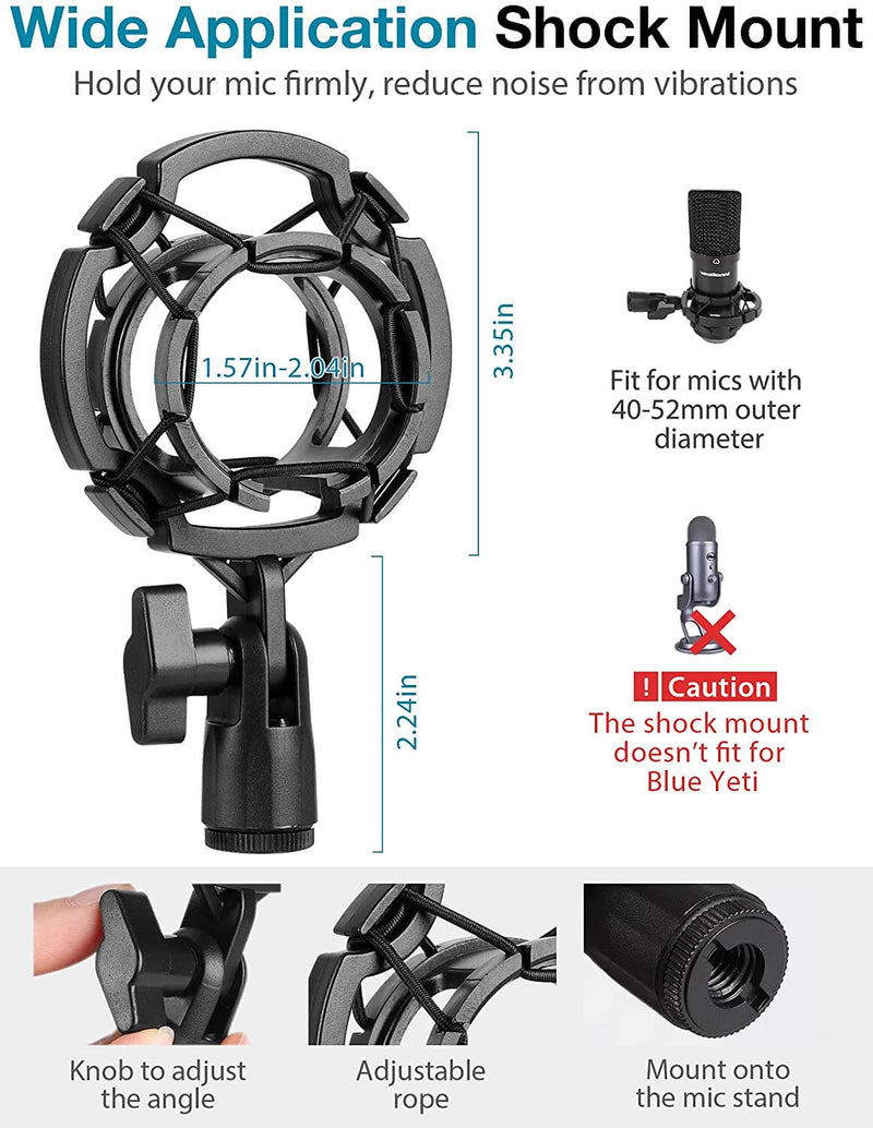 InnoGear Microphone Stand, Mic Stand with Phone Holder, Pop Filter, Shock Mount, Microphone Windscreen, Mic Clip, Table Mounting Clamp, Cable Ties, 3/8'' to 5/8'' Screw Adapter [UK]