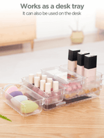 InnoGear Set of 12 Desk Drawer Organiser Trays with 3-Size Clear Plastic Storage Boxes Divider Make-up Organiser for Kitchen Bedroom Office (Frosted Transparent) [UK]
