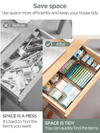 InnoGear Set of 12 Desk Drawer Organiser Trays with 3-Size Clear Plastic Storage Boxes Divider Make-up Organiser for Kitchen Bedroom Office (Grey) [UK]