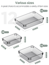 InnoGear Set of 12 Desk Drawer Organiser Trays with 3-Size Clear Plastic Storage Boxes Divider Make-up Organiser for Kitchen Bedroom Office (Grey) [UK]