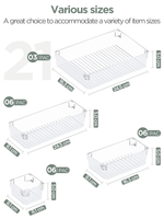 InnoGear Set of 21 Desk Drawer Organiser Trays, Clear Plastic Storage Boxes Divider Make-up Organiser for Kitchen Bedroom Office (Frosted Transparent) [UK]