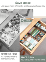 InnoGear Set of 21 Desk Drawer Organiser Trays, Clear Plastic Storage Boxes Divider Make-up Organiser for Kitchen Bedroom Office (Grey) [UK]