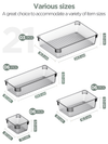 InnoGear Set of 21 Desk Drawer Organiser Trays, Clear Plastic Storage Boxes Divider Make-up Organiser for Kitchen Bedroom Office (Grey) [UK]