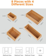 InnoGear Set of 8 Desk Drawer Organiser Trays, Bamboo Storage Boxes Divider with 4-Size Make-up Organiser for Office Kitchen Bedroom [UK]