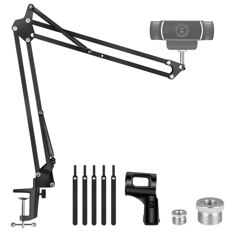 InnoGear Webcam Stand, Suspension Boom Scissor Arm Stand for Logitech Webcam BRIO C920 C920S C922 C922x C925e C930 C930e, 1/4"-3/8" and 3/8"-5/8" Screw for Blue Yeti Snowball Yeti Nano and Other Mics